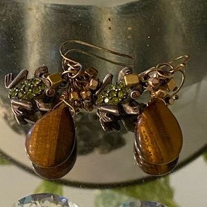 Chico’s Stone & Frog Charm Drop Earrings